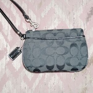 Coach Gray and Black Signature Wristlet